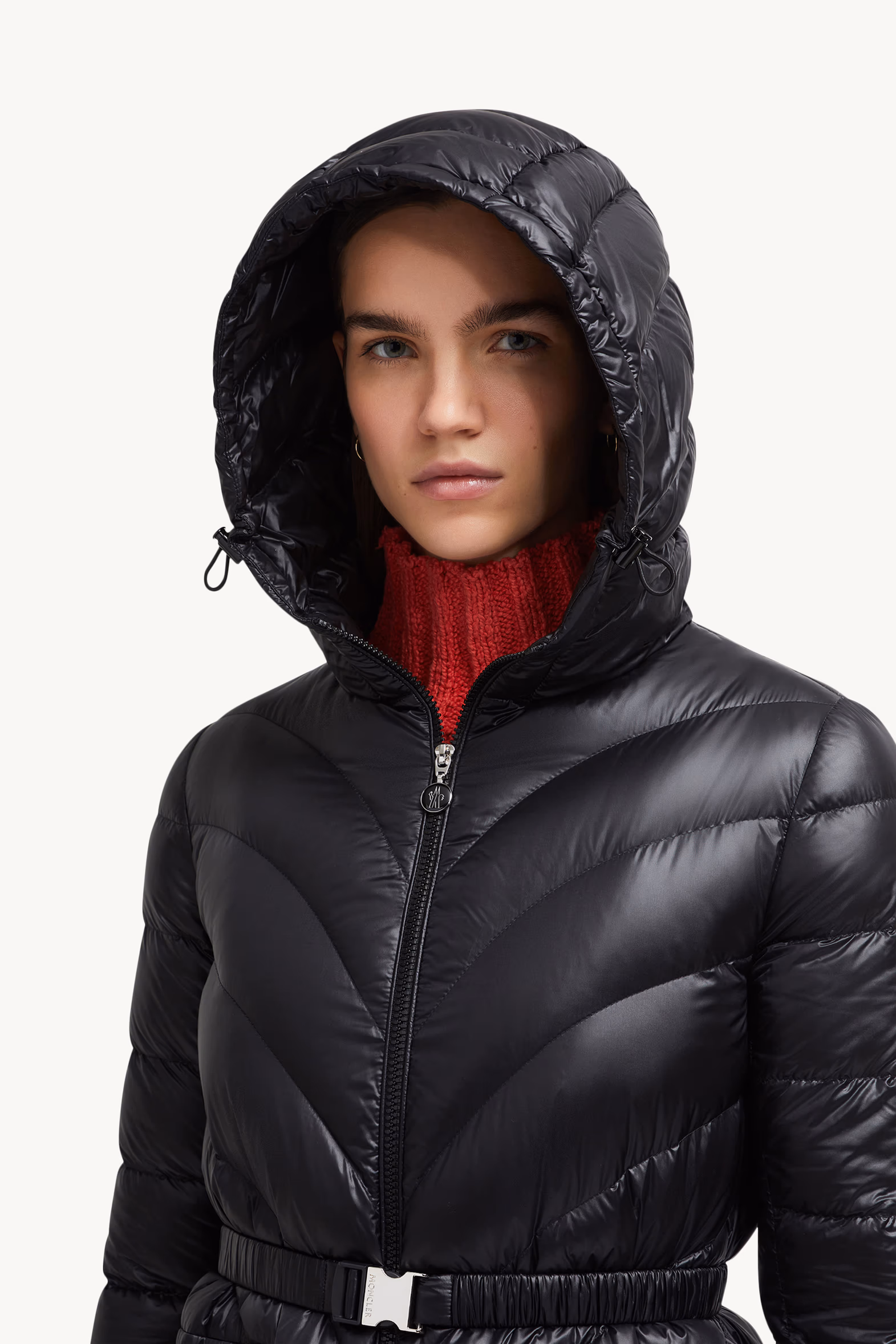 Argenno Hooded Mid-Length Down Jacket Women Black Moncler 4